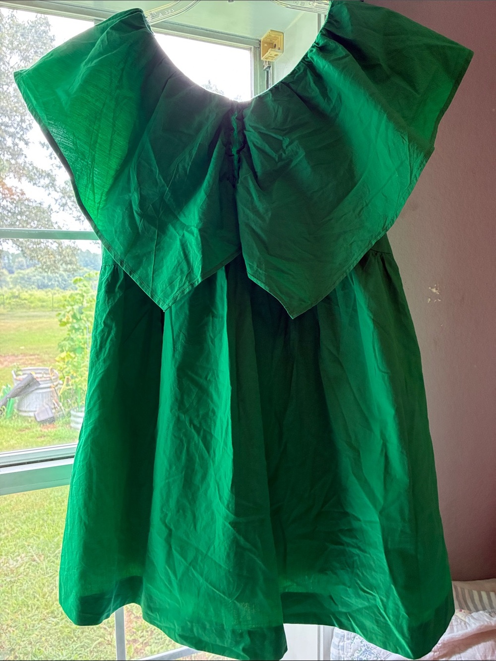 Zara NWT Emerald Green Ruffled Collar Dress Girls 12-13 yrs